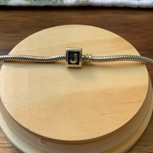 Pandora Authentic Three-Sided Sterling Silver “J” Charm Bead